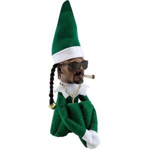 Black Christmas Elf Doll Hip Hop Style for Holiday Party and Tree Decorations